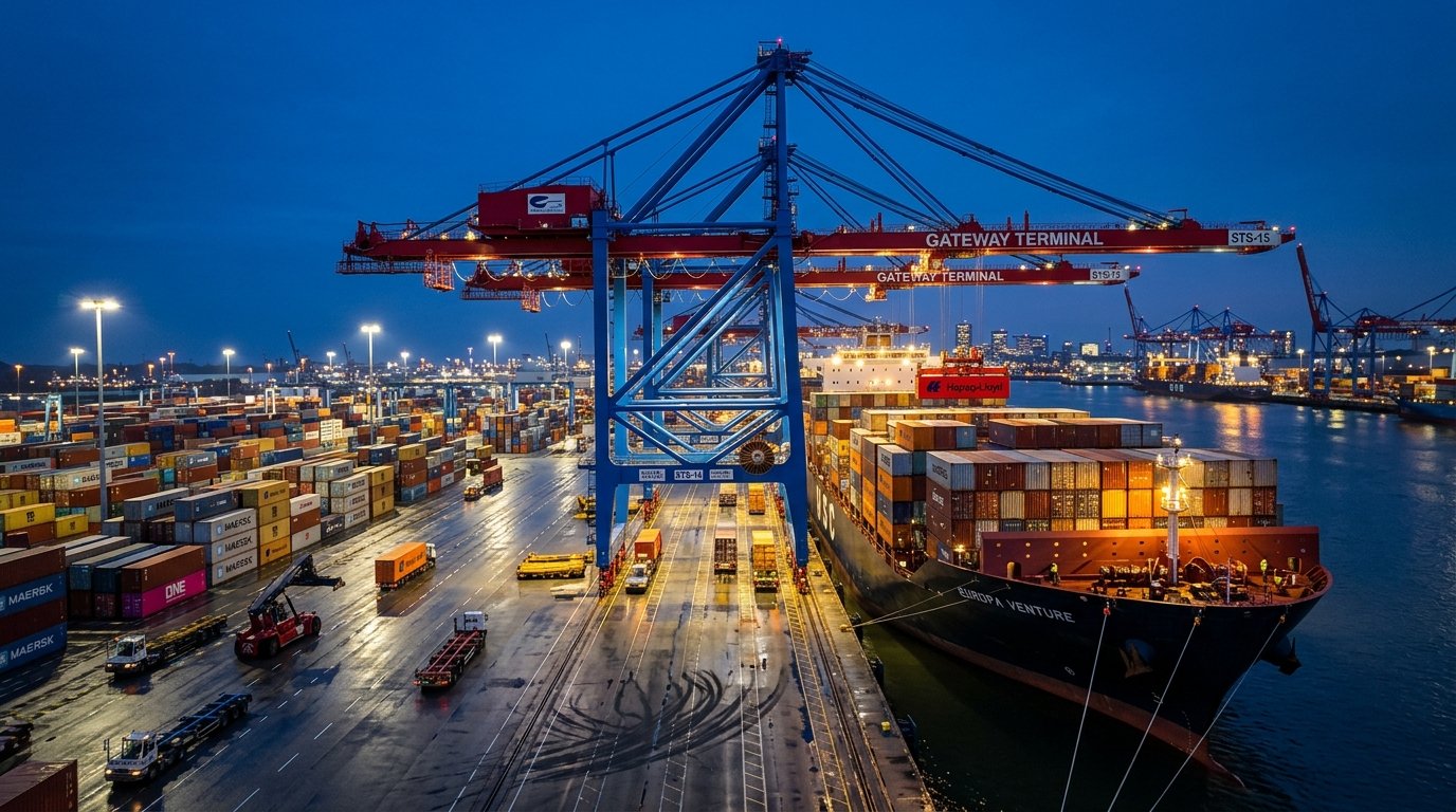 Container gantry cranes and intermodal supply chain facility